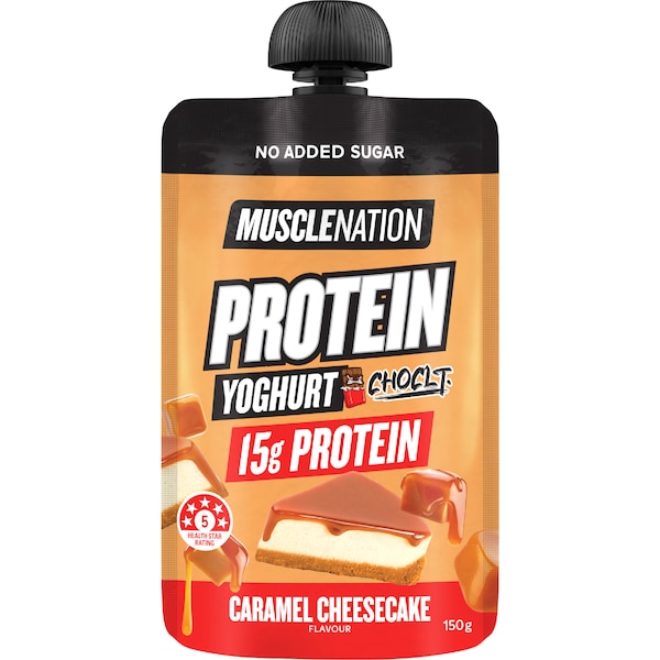 Muscle Nation Protein Yoghurt Pouch Caramel Cheesecake 150g