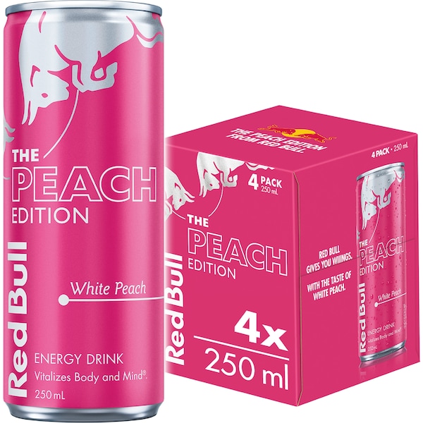 Red Bull Energy Drink White Peach Edition 250mL x 4 pack