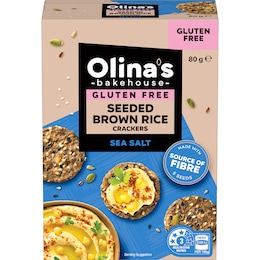 Olina'S Olina's Bakehouse Gluten Free Seeded Brown Rice Crackers Sea Salt 80g