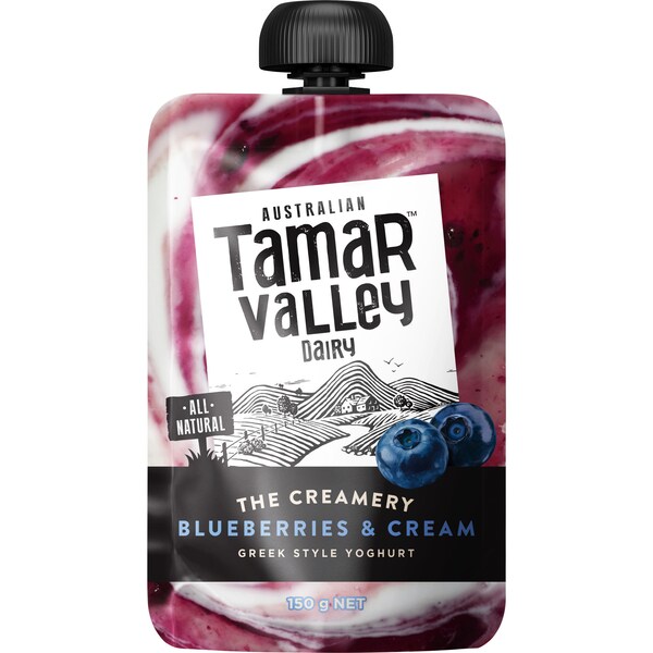 Tamar Valley The Creamery Yoghurt Pouch Blueberries & Cream 150g