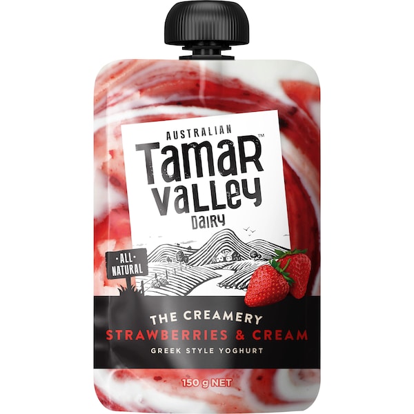 Tamar Valley The Creamery Yoghurt Pouch Strawberries & Cream 150g