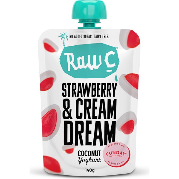 Raw C Coconut Yoghurt Pouch Funday Strawberries & Cream 140g