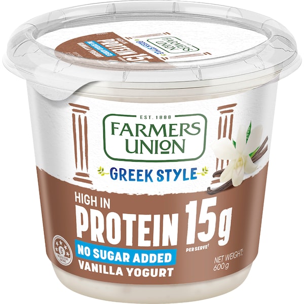 Farmers Union Greek Style High Protein Yoghurt Vanilla 600g