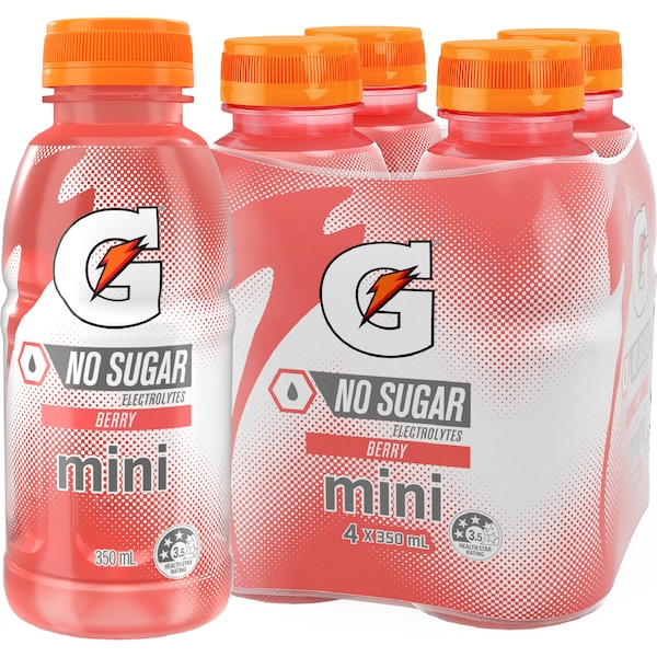 Gatorade No Sugar Berry Mini Bottles 350mL x 4 pack