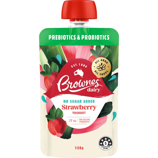Brownes Dairy Yoghurt Pouch Strawberry 120g