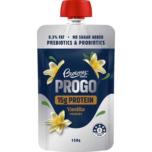 Brownes Dairy ProGo Yoghurt Pouch Vanilla 150g