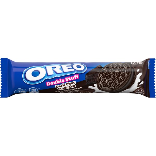 Oreo Double Stuff Dark Choc Mudcake Cookies 136g