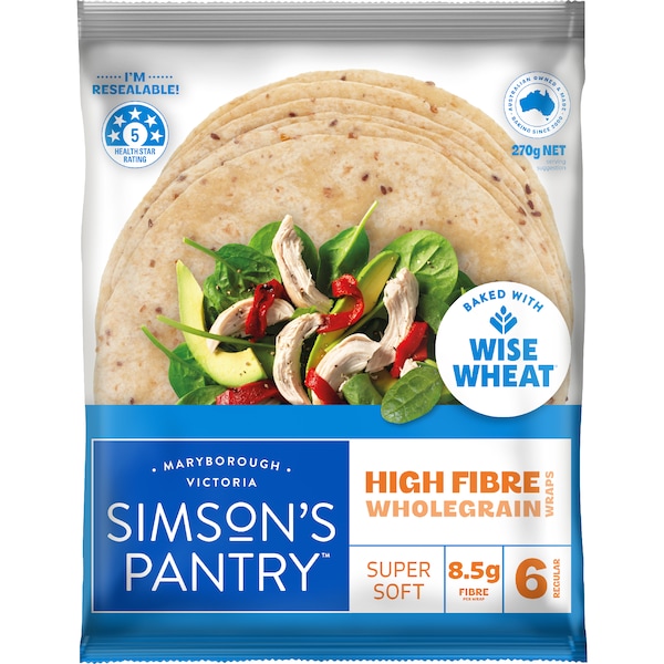 Simson's Pantry Wise Wheat Wholegrain Wrap 6 pack