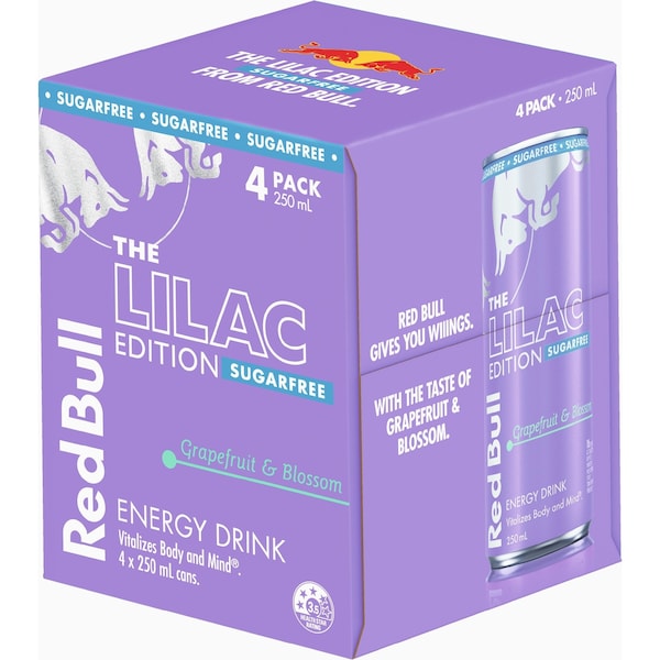Red Bull The Lilac Edition Sugar Free Energy Drink Cans 250mL x 4 pack