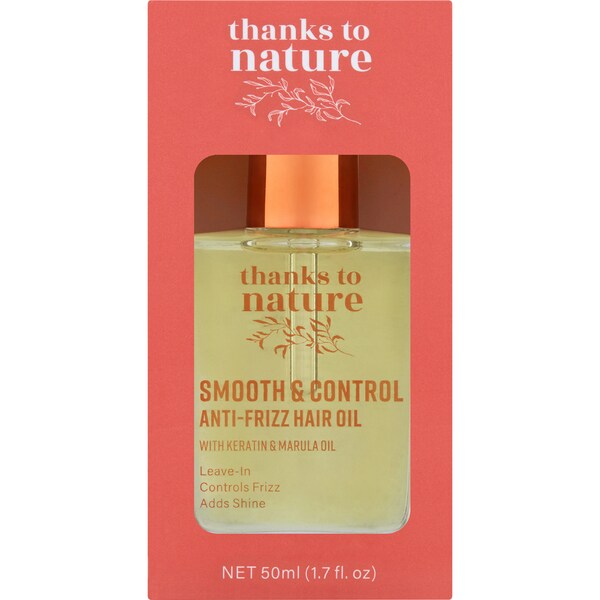 Thanks To Nature Smooth & Control Anti-Frizz Keratin & Marula Hair Oil 50mL