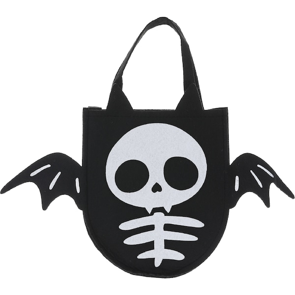 Halloween Felt Tote Bag Skeleton Bat each