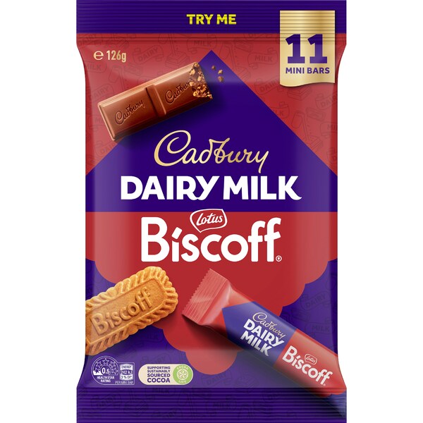 Cadbury Dairy Milk Biscoff Mini Chocolate Bars 11 pack