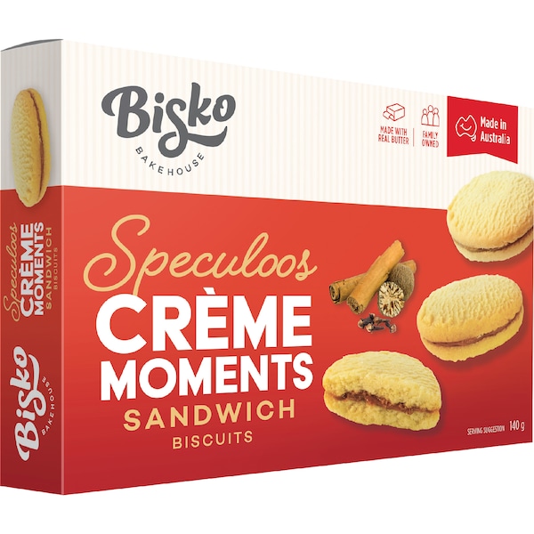 Bisko Bakehouse Creme Moments Shortbread With Speculoos Cream Filling 140g