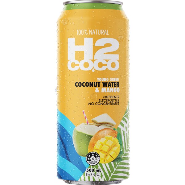H2Coco Mango Coconut Water Can 500mL