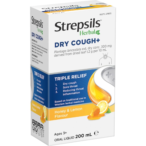 Strepsils Herbal Dry Cough+ Liquid 200mL