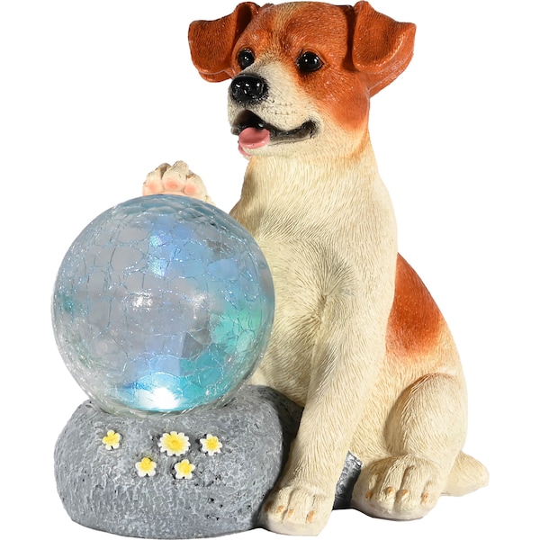 Mirabella Solar Crackle Ball Light Jack Russell each