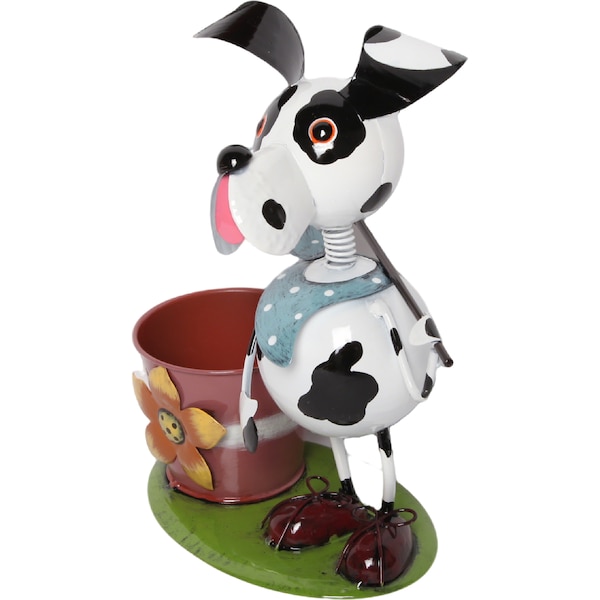 Green Gardener Metal White Dog With Mini Pot each