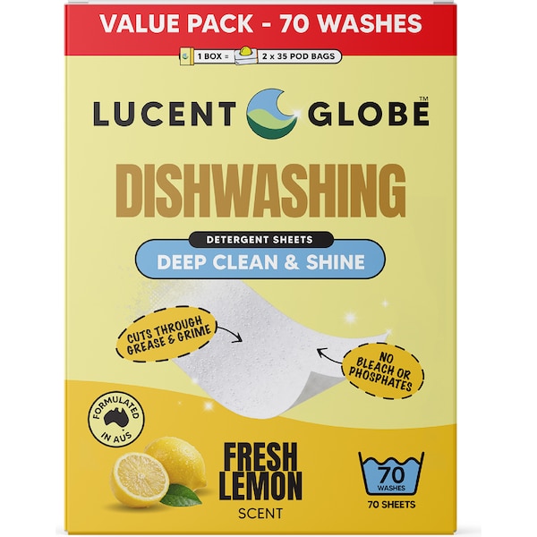 Lucent Globe Dishwashing Sheets Lemon 70 pack