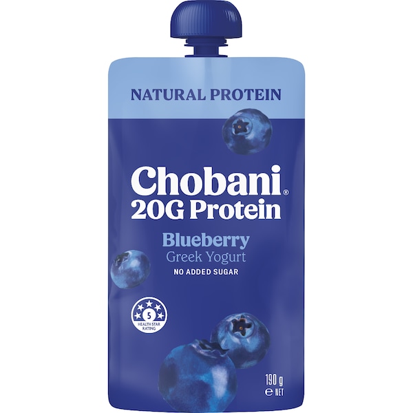 Chobani 20G Protein Greek Yogurt Pouch Blueberry 190g