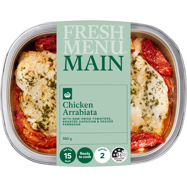 Woolworths Chicken Arrabbiata With Capsicum Tomatoes & Parmesan 550g