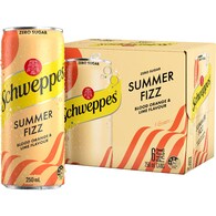 Schweppes Summer Fizz Blood Orange Lime No Sugar Mixer Soft Drink