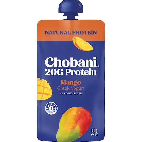 Chobani 20G Protein Greek Yogurt Pouch Mango 190g