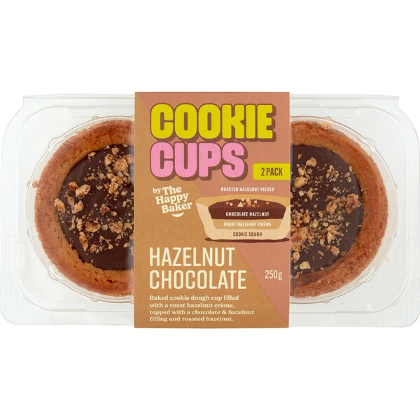The Happy Baker Cookie Cups Hazelnut Chocolate 250g 2 pack