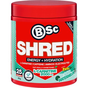 l-carnitine woolworths BSc Zappo Shred Energy & Hydration Sour Watermelon 275g calorie diets cause Woolworths