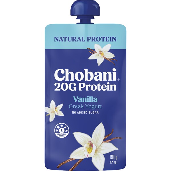 Chobani 20G Protein Greek Yogurt Pouch Vanilla 190g