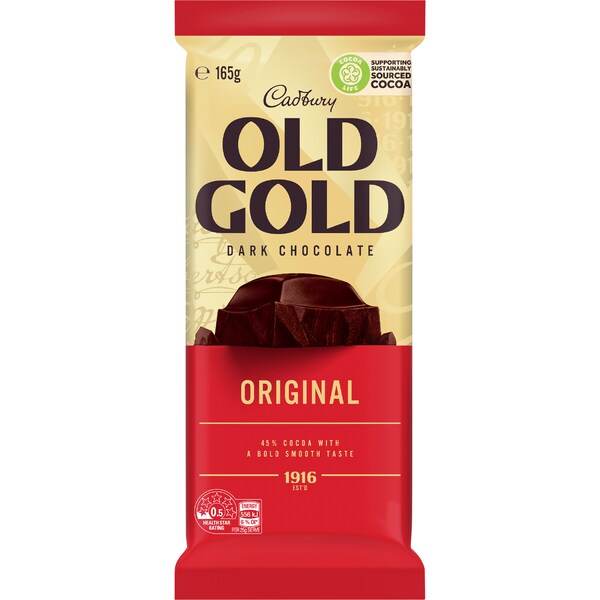 Cadbury Old Gold Original Dark Chocolate Block 165g