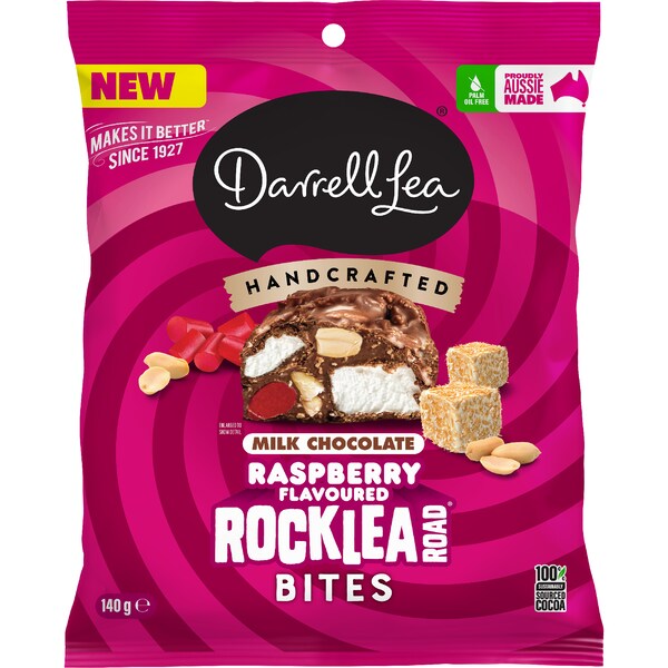 Darrell Lea Milk Chocolate Raspberry Flavoured Rocklea Road Bites 140g