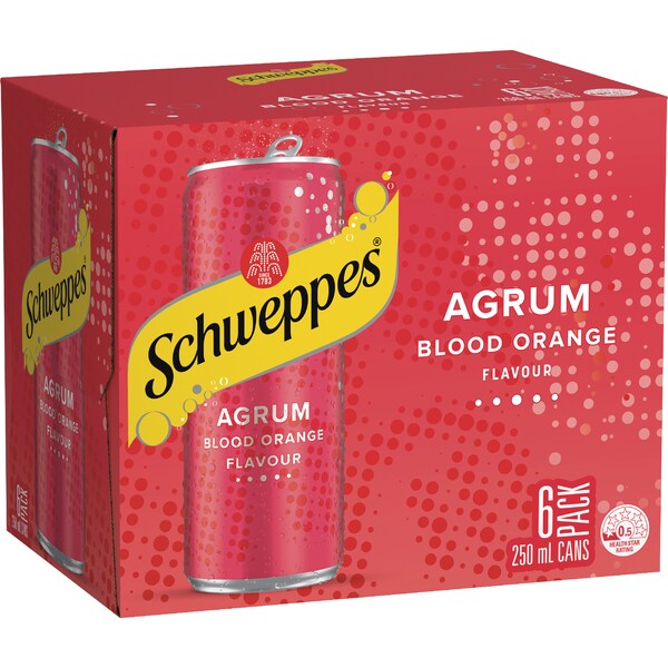 Schweppes Agrum Blood Orange Cans 250mL x 6 pack