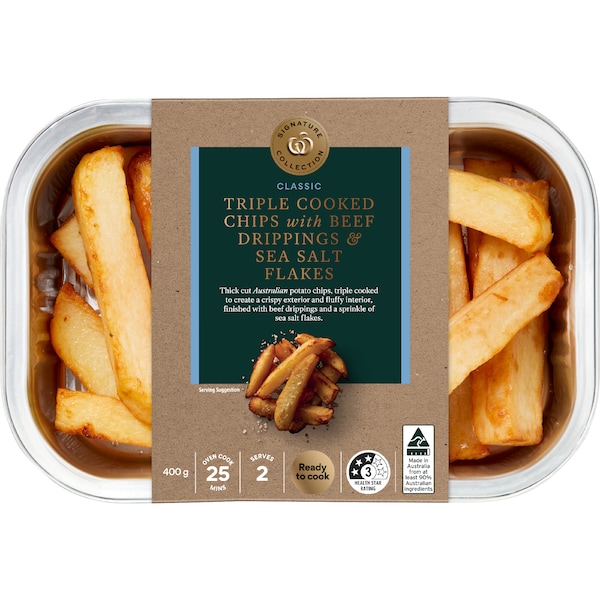 Woolworths Triple Cooked Chips Beef Drippings & Sea Salt 400g