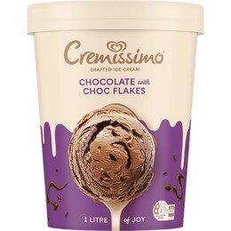 Cremissimo Crafted Ice Cream Chocolate With Flakes 1L – Woolworths