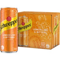 Schweppes Lemon Lime & Bitters Soft Drink Mixer Mini Cans