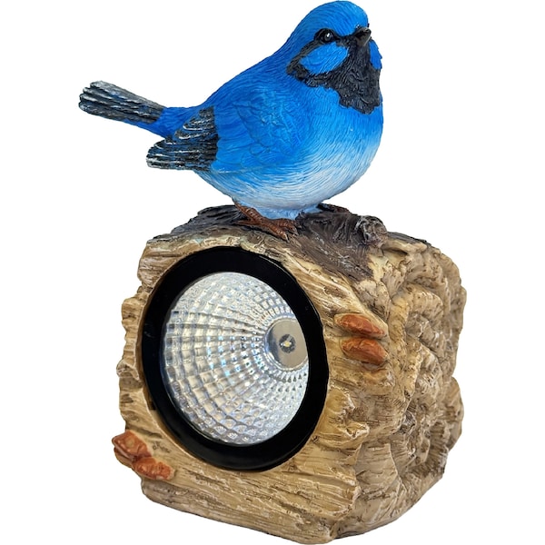 Gardman Solar Light Bird On A Stone Blue & White each