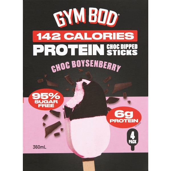 GYMBOD Protein Sticks Boysenberry Chocolate 4 pack 360mL