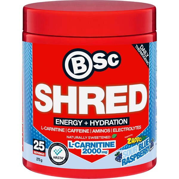 BSc Zappo Shred Energy & Hydration Sour Blue Raspberry 275g