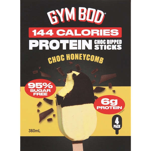 GYMBOD Protein Dessert Sticks Choc Honeycomb 4 pack 360mL