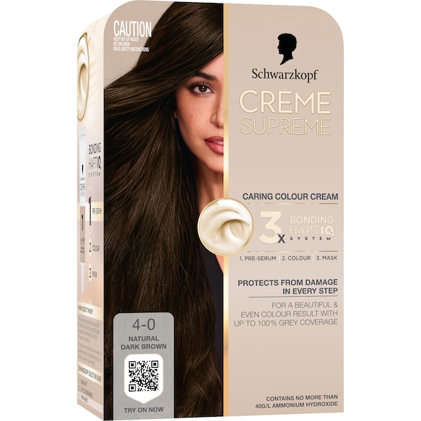 Schwarzkopf Creme Supreme 4-0 Natural Dark Brown Hair Dye each