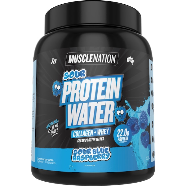 Muscle Nation Sour Protein Water Blue Raspberry 1kg