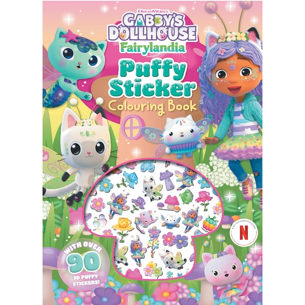 Gabby's Dollhouse Fairylandia Puffy Sticker Colouring Book each