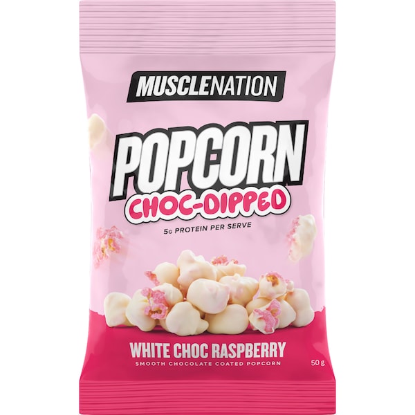 Muscle Nation Popcorn White Choc Raspberry 50g