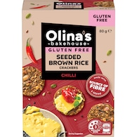 Olina's Bakehouse Gluten Free Seeded Brown Rice Crackers Chilli