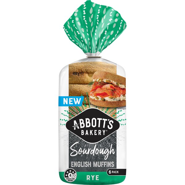 Abbott's Bakery Sourdough English Muffins Rye 6 pack