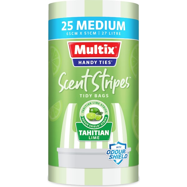 Multix Handy Ties Scent Stripes Tidy Bags Tahitian Lime Medium 25 pack