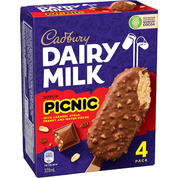 Cadbury Dairy Milk Picnic Frozen Dessert Sticks 4 pack