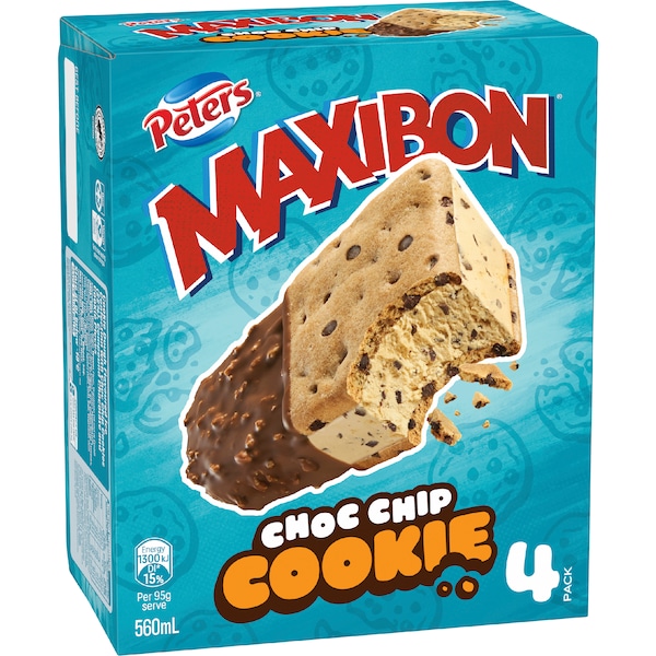 Peters Maxibon Chocolate Chip Cookies Dessert Bars 4 pack