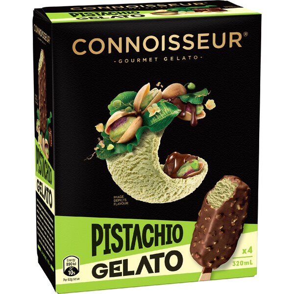 Connoisseur Pistachio Gelato Dessert Sticks 320mL 4 pack