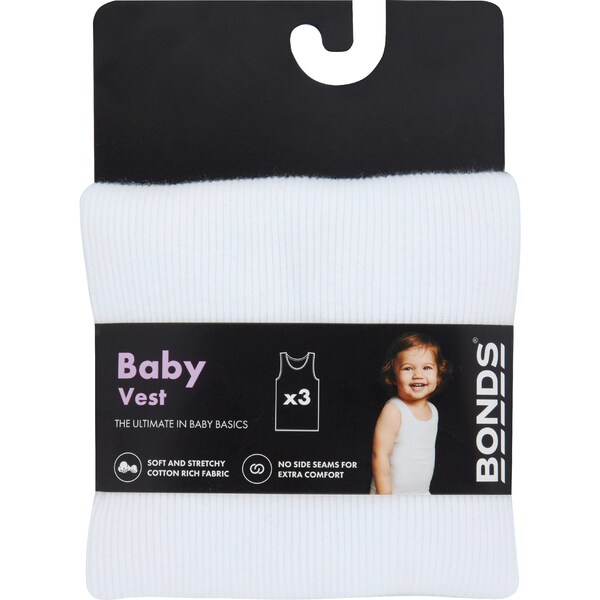 Bonds Baby Vest Size 0000-2 3 pack